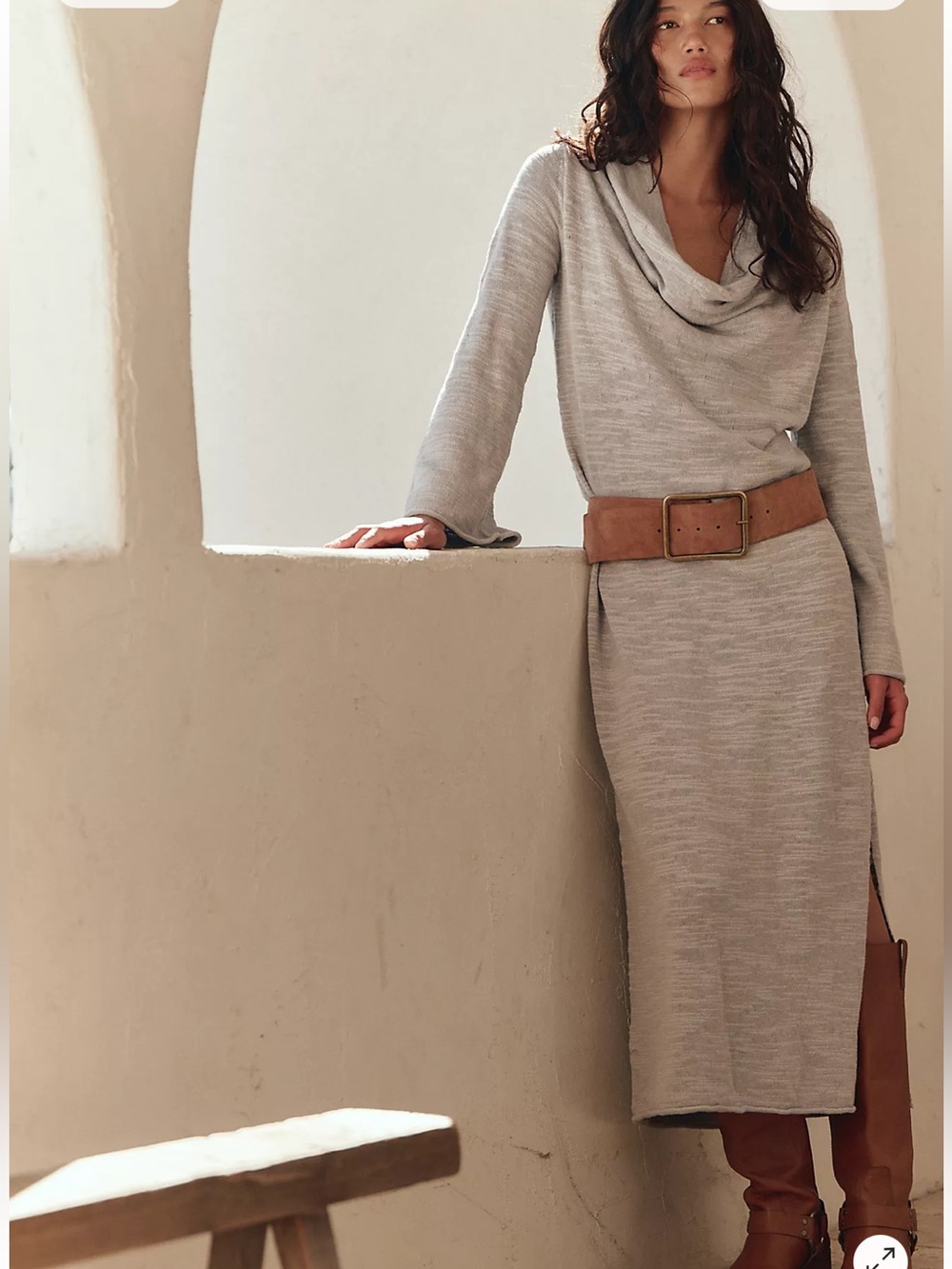 Free People Free-Est Evelina Heather Gray Cowl Neck Sweater Dress NWT